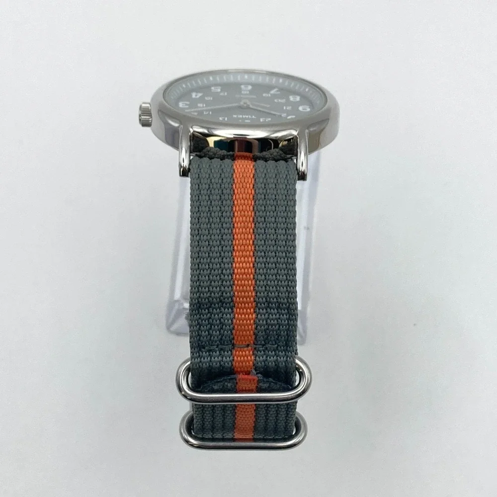 Timex Weekender Men's Watch 38mm Silver Tone Indiglo Gray Orange New Battery